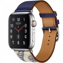 Apple Watch Hermes Series 5, 44mm Stainless Steel Case with Encre Beton Swift Leather Single Tour