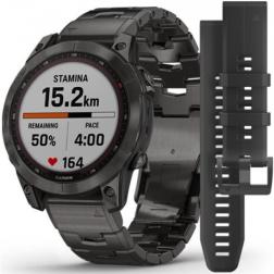 Garmin Fenix 7 Gps Sapphire Solar Carbon Gray DLC Titanium / Black Band 