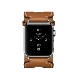 Apple Watch Hermes Series 2 38mm Stainless Steel Case with Fauve Barenia Leather Double Buckle Cuff