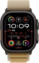 Apple Watch Ultra 2 (2024) 49mm Black Titanium Case with Tan Alpine Loop Small