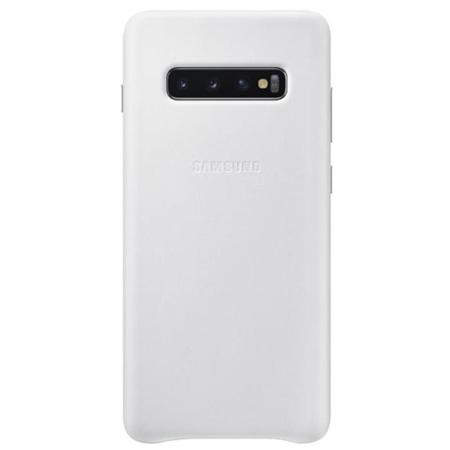 Кожаный чехол Leather Cover Samsung S10 Plus белый